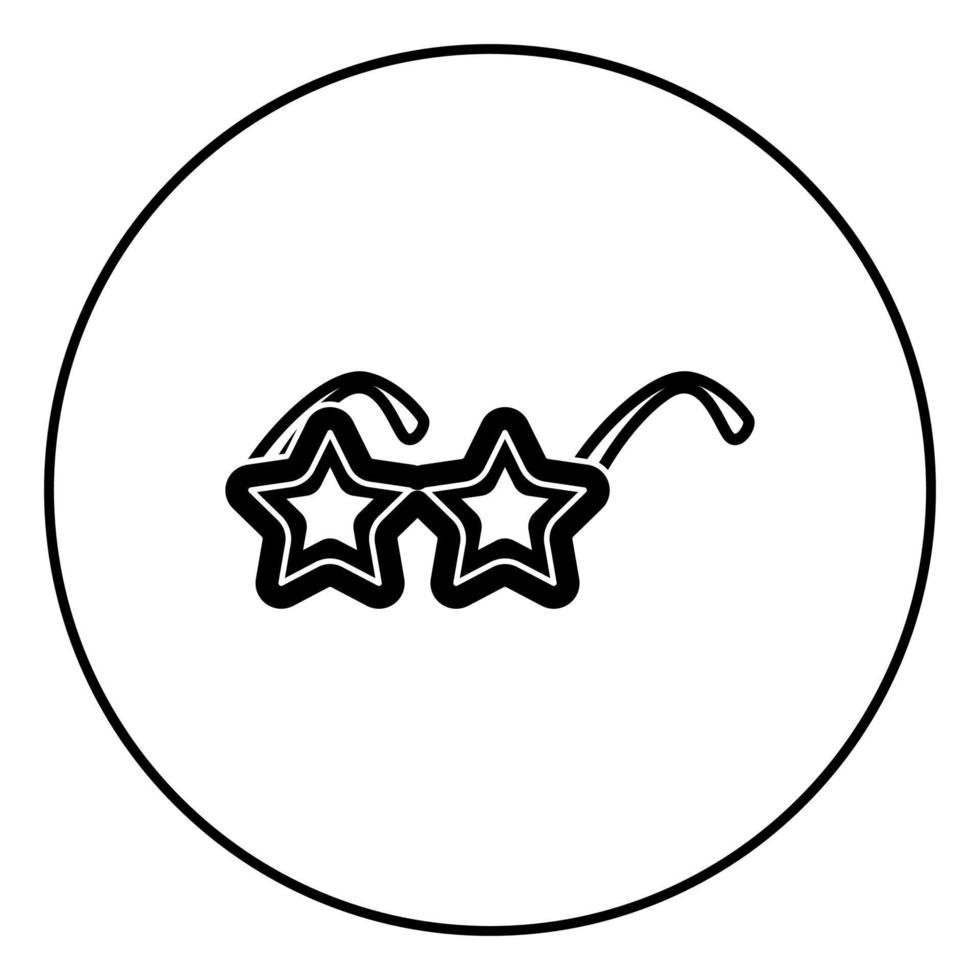 icono de gafas de sol de estrella en la ilustración de vector de contorno de círculo
