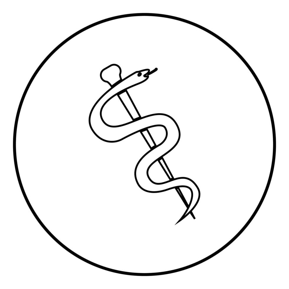 caduceo o bastón de asclepio símbolo icono color negro vector ilustración simple imagen