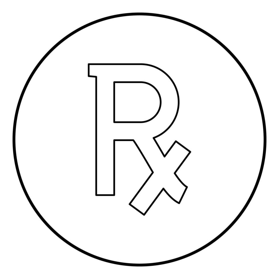 Rx symbol prescription icon black color in circle round vector