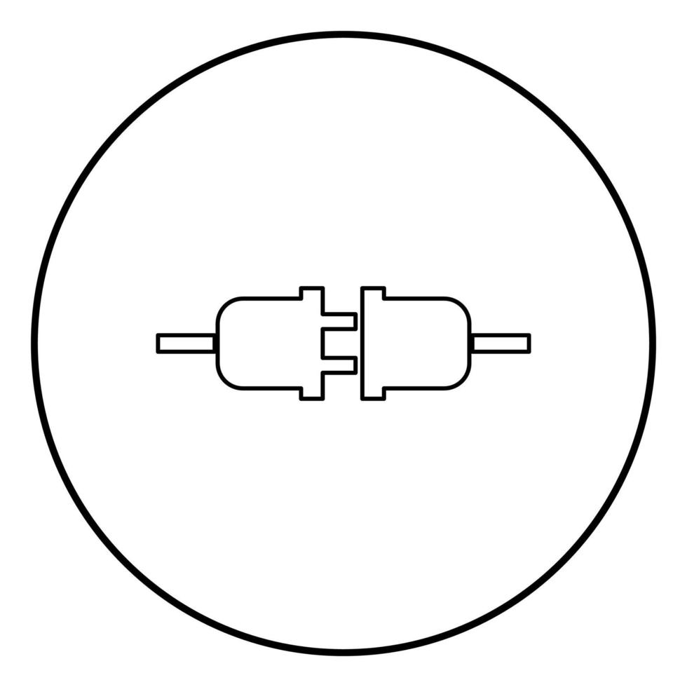 Socket and plug icon black color in circle round vector