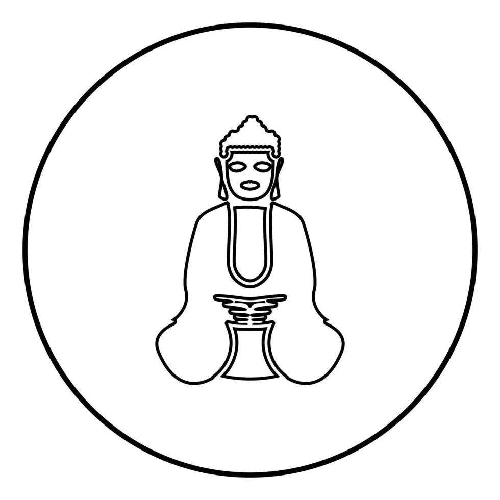 Buddha icon black color in circle round vector