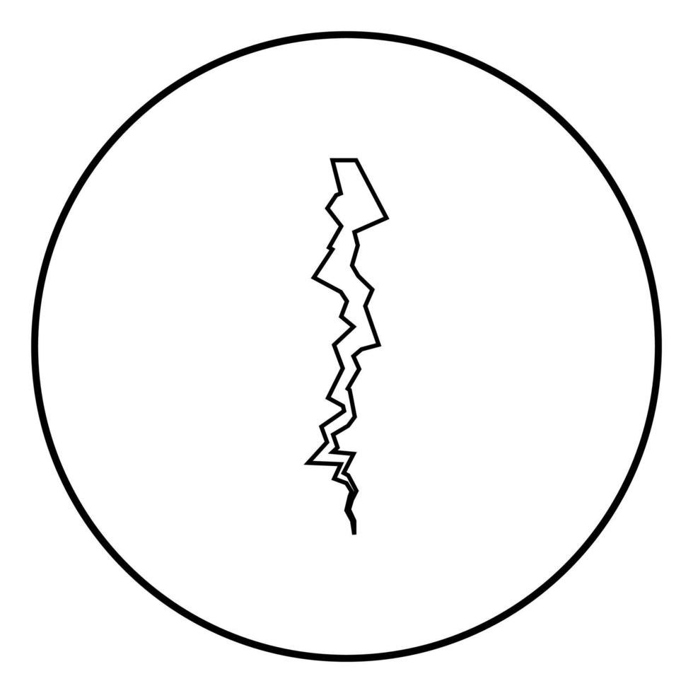Crack icon black color in circle round vector