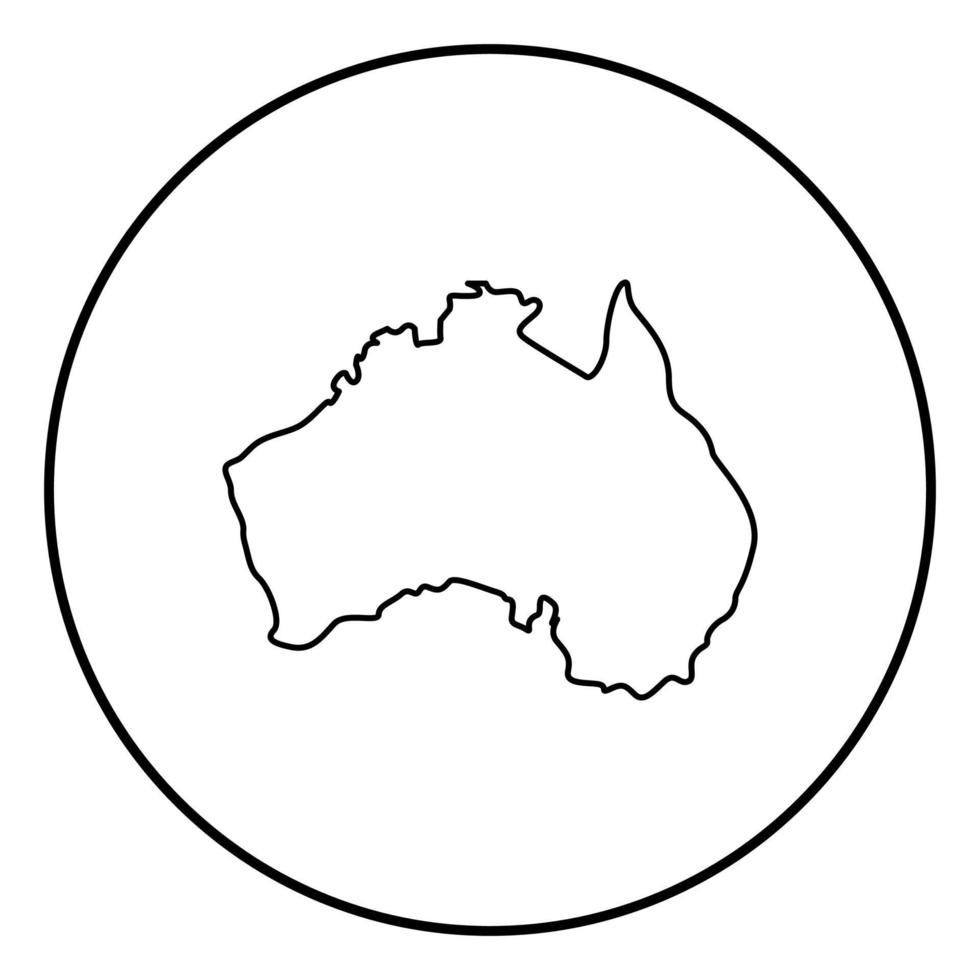 mapa de australia icono color negro en círculo redondo vector