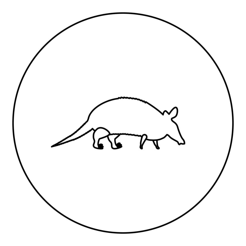 icono de armadillo color negro en círculo redondo vector