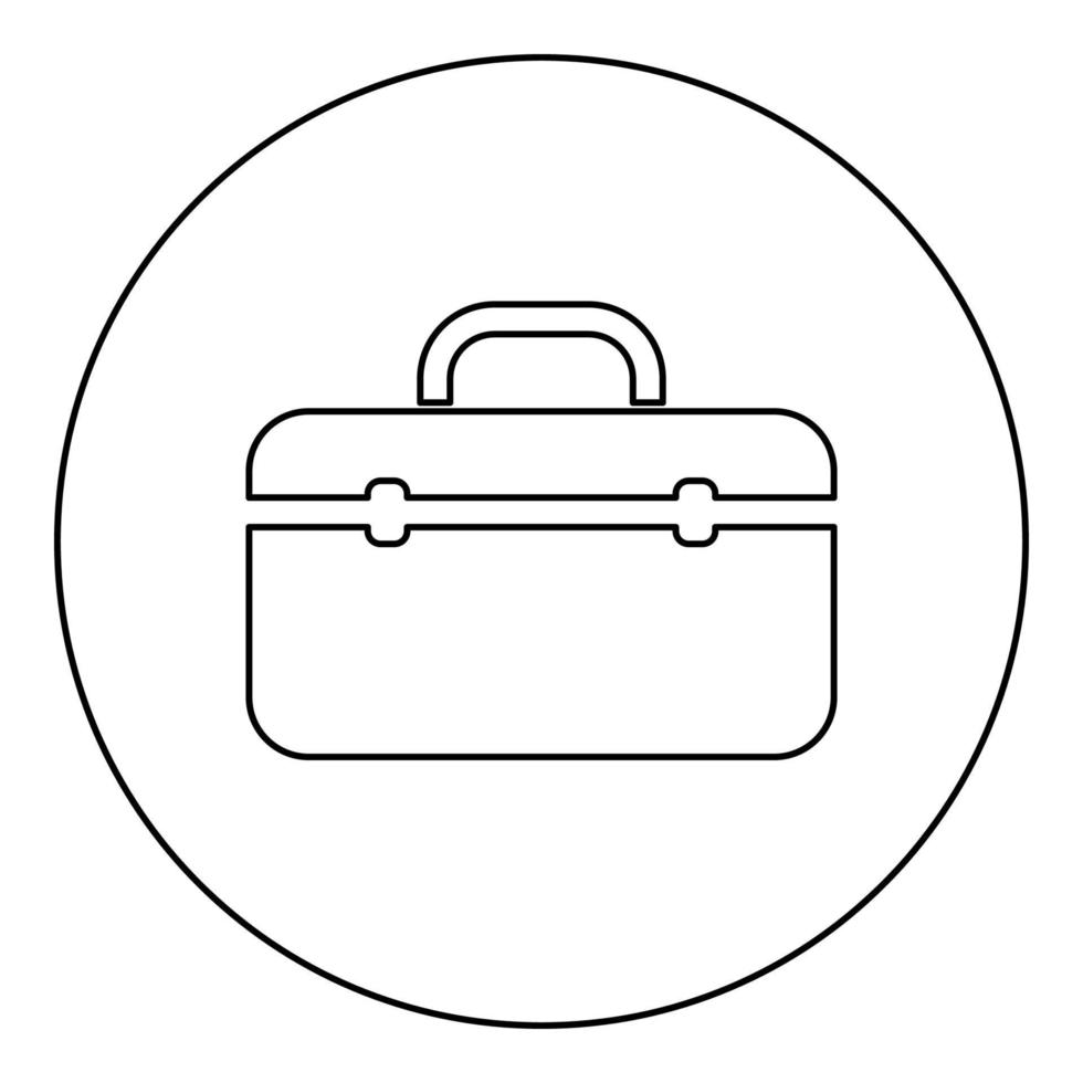 Tool box professional icon black color in round circle vector