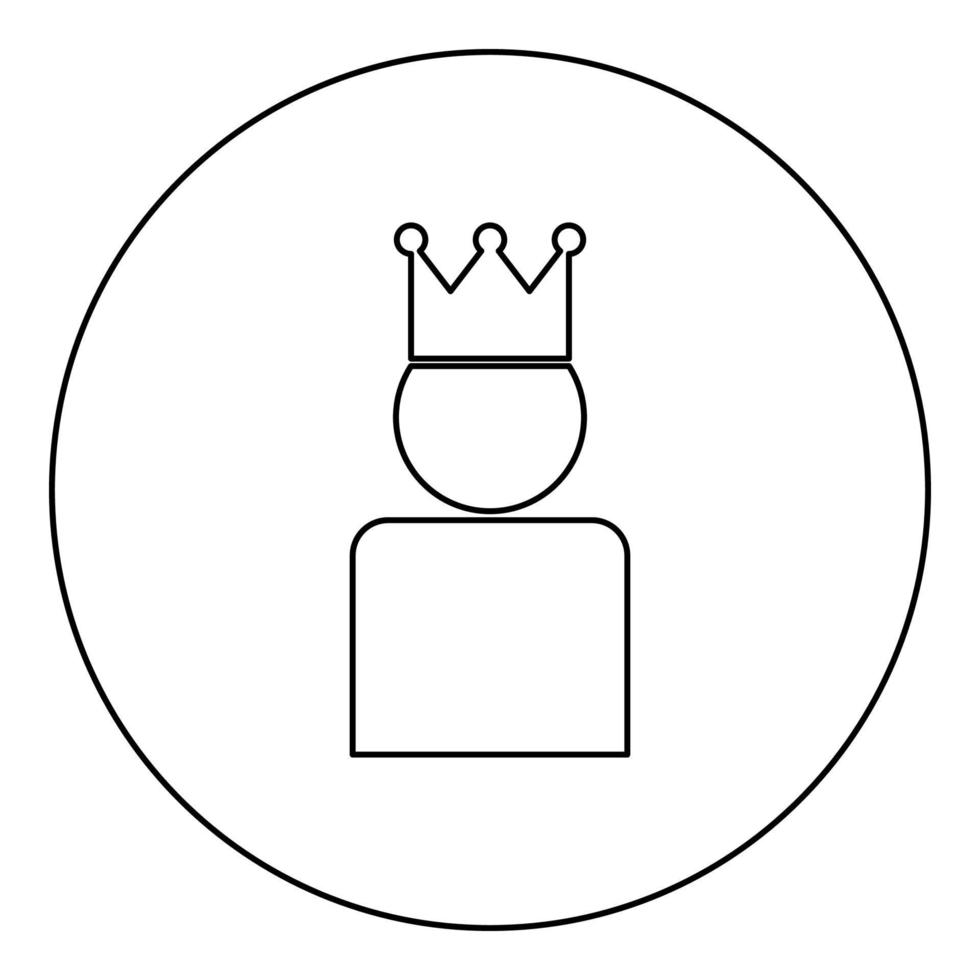 King in crown icon black color in round circle vector