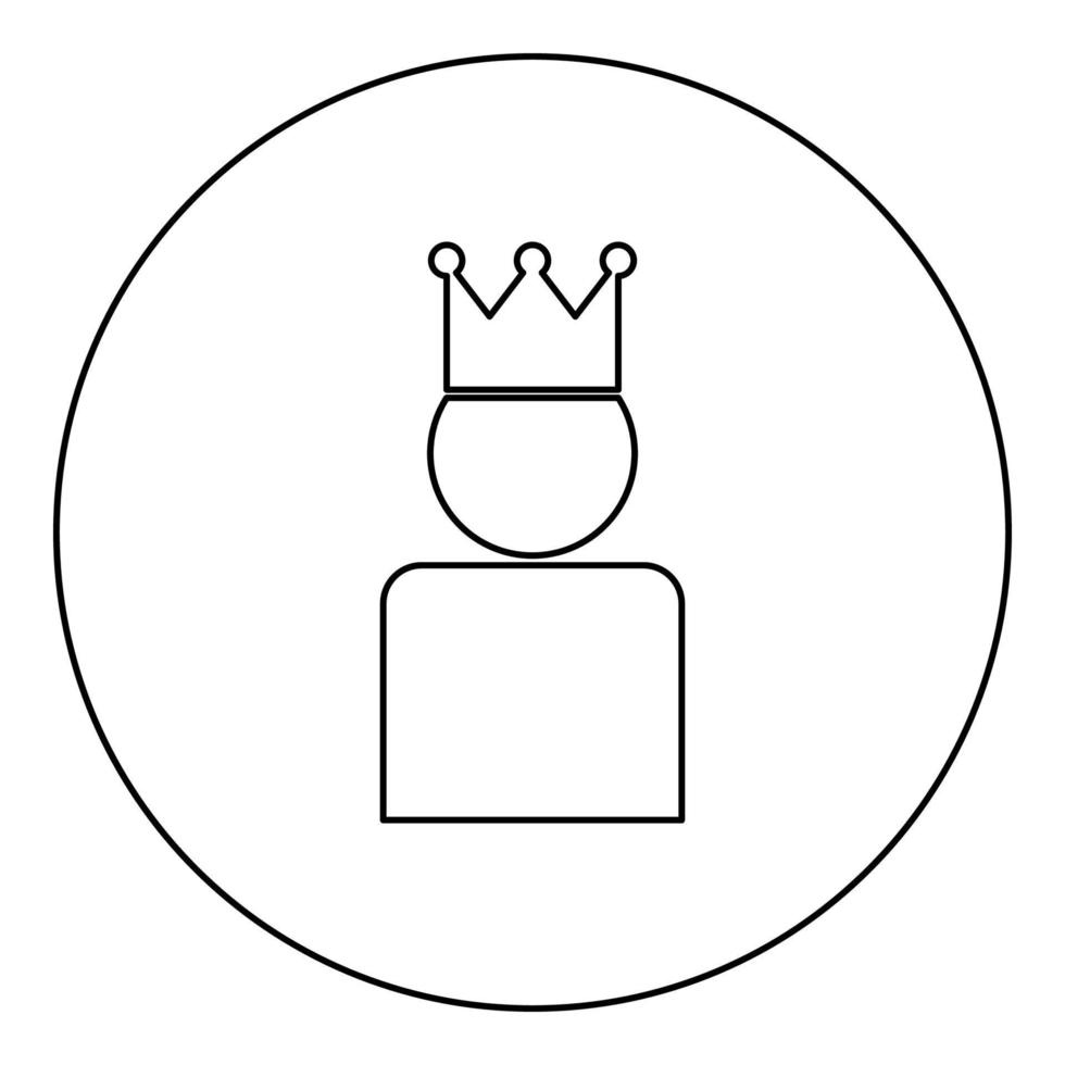 King in crown icon black color in round circle vector