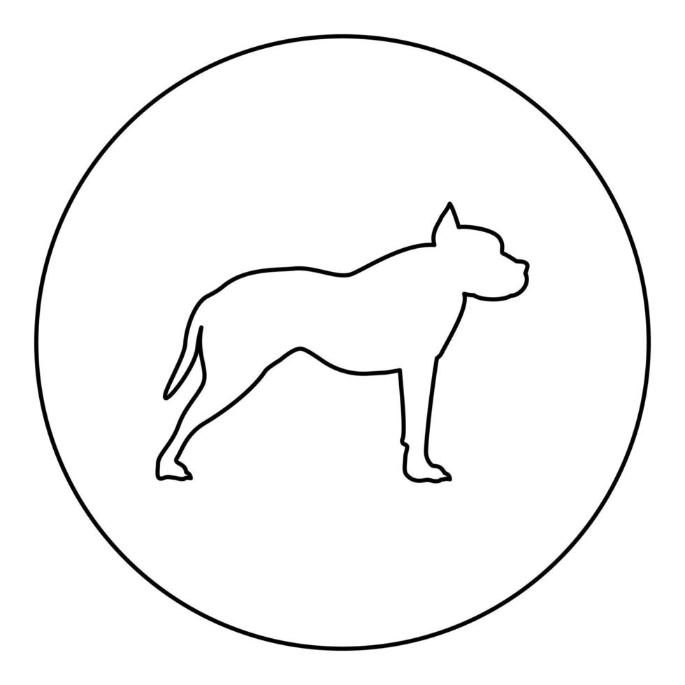pit bull terrier icono color negro en círculo redondo vector