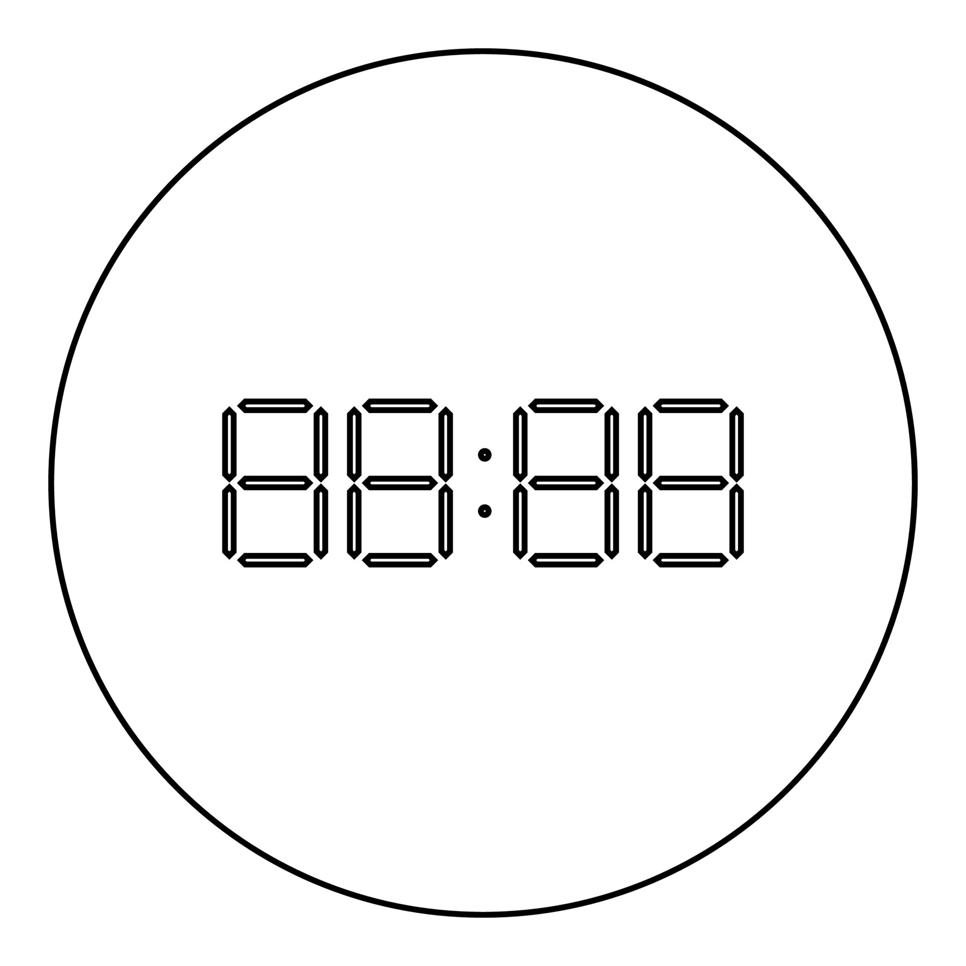 Digital clock face icon black color in round circle 7111304 Vector Art