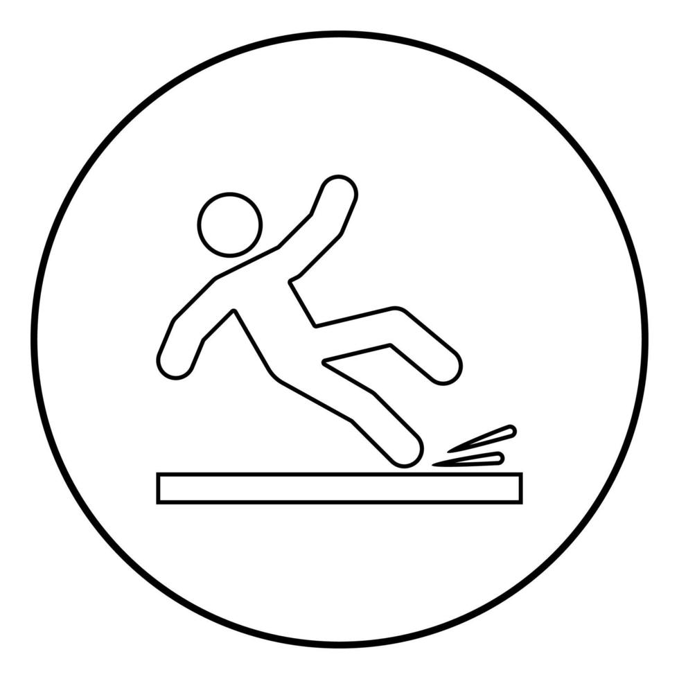 Falling man icon black color illustration in circle round vector