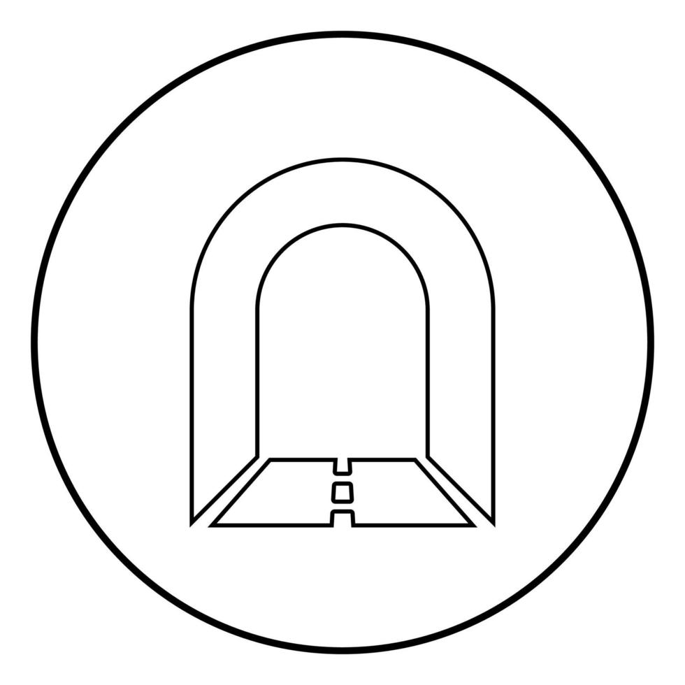 Subway tunnel with road for car icon black color illustration in circle round vector