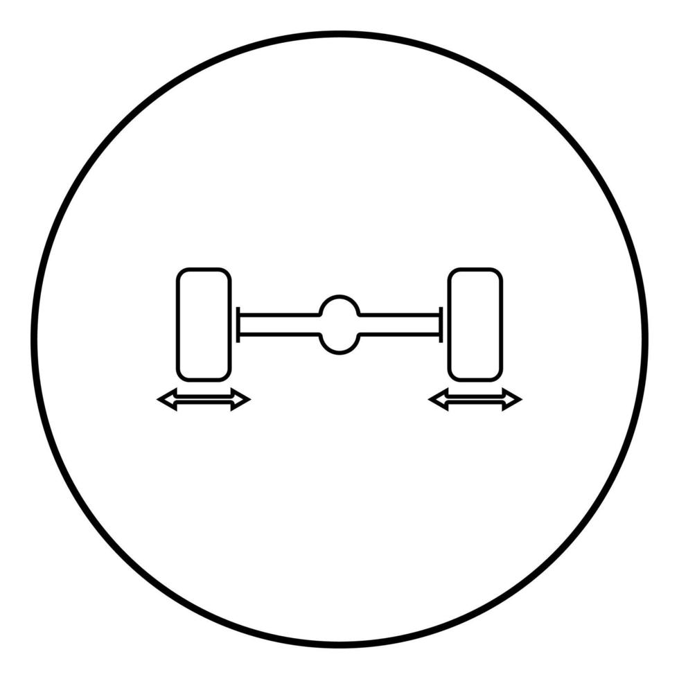arreglar las ruedas del coche icono del equilibrador de ruedas de la computadora ilustración en color negro en círculo vector