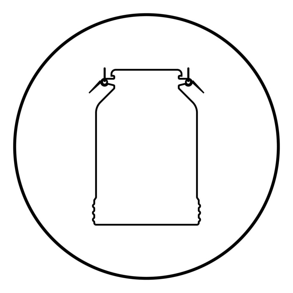 Milk can container icon black color illustration in circle round vector