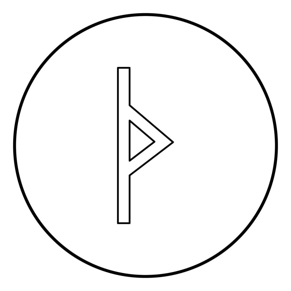 Thurisaz rune Tpurizas Tor Thorn icon outline black color vector in circle round illustration flat style image