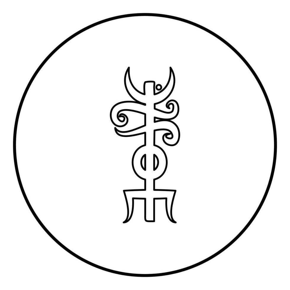 Name Odin rune Rune hide the name of Odin galdrastav icon outline black color vector in circle round illustration flat style image