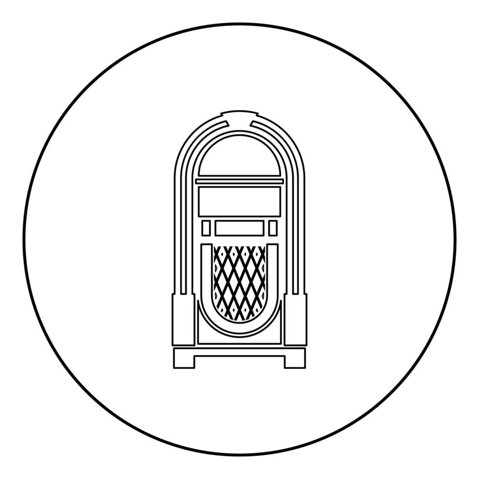 Jukebox Juke box automated retro music concept vintage playing device icon in circle round outline black color vector illustration flat style image