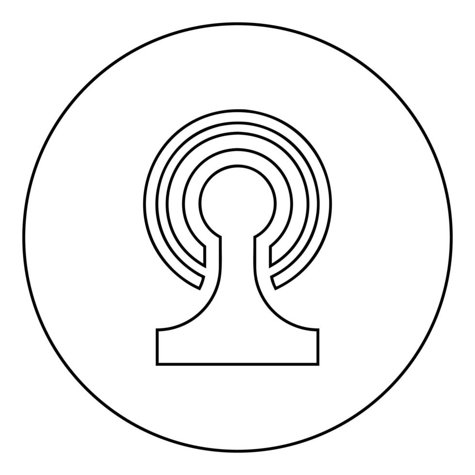 Broadcasting Wireless device Radio wave icon in circle round outline black color vector illustration flat style image
