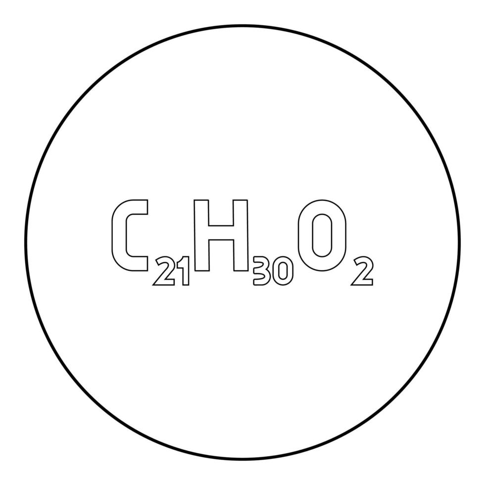 fórmula química c21h30o2 cannabidiol cbd fitocannabinoide marihuana maceta hierba cáñamo icono de molécula de cannabis en círculo redondo color negro ilustración vectorial imagen de estilo de contorno sólido vector