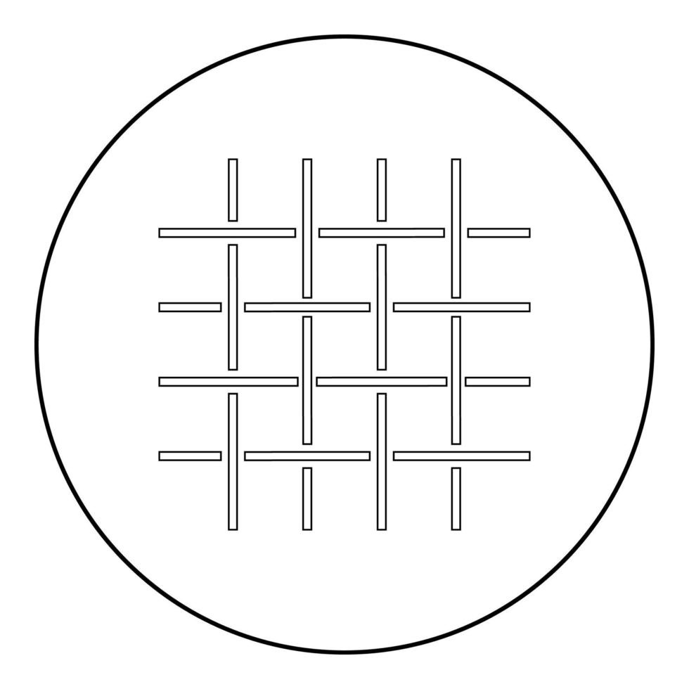 Fabric fibers Grid Cloth textile icon in circle round black color vector illustration solid outline style image