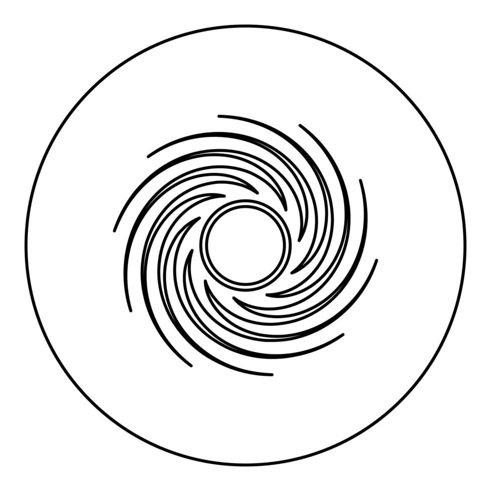 icono de portal de vórtice en forma de espiral de agujero negro en círculo redondo color negro ilustración vectorial imagen de estilo de contorno sólido vector