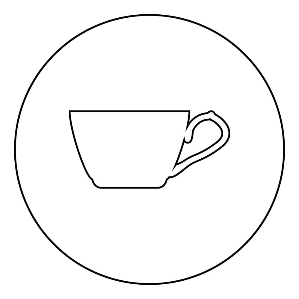 icono de taza de té en círculo contorno redondo color negro vector ilustración imagen de estilo plano