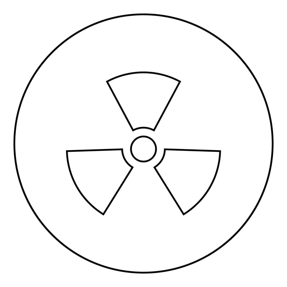 Radioactivity Symbol Nuclear sign icon in circle round outline black color vector illustration flat style image