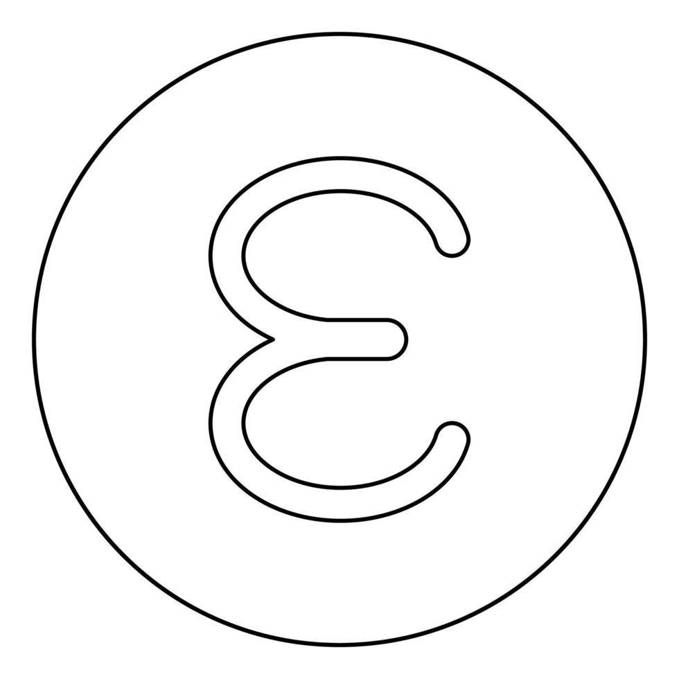 Epsilon greek symbol small letter lowercase font icon in circle round outline black color vector illustration flat style image