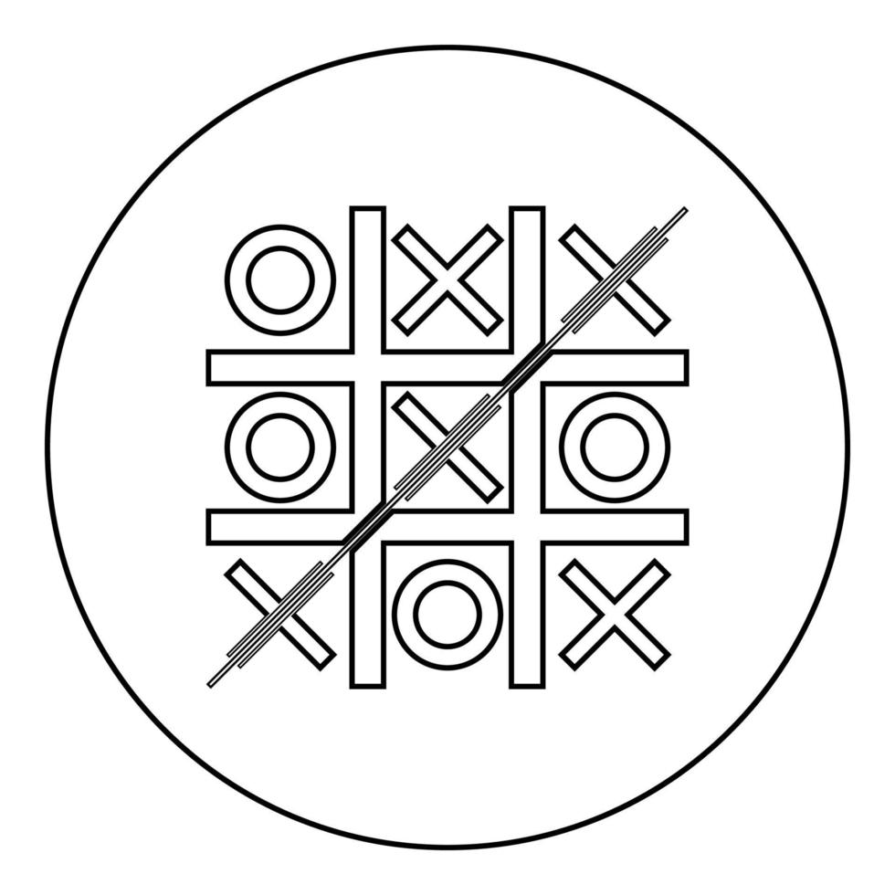 Tic tac toe icon in circle round black color vector illustration solid outline style image
