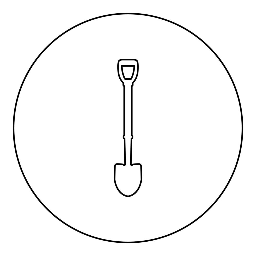 Shovel icon in circle round black color vector illustration image outline contour line thin style