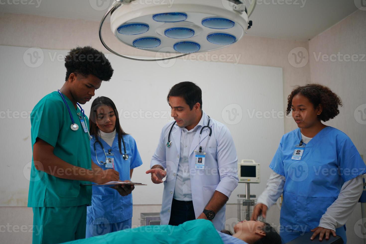 Nurse and doctor team ready for work day photo