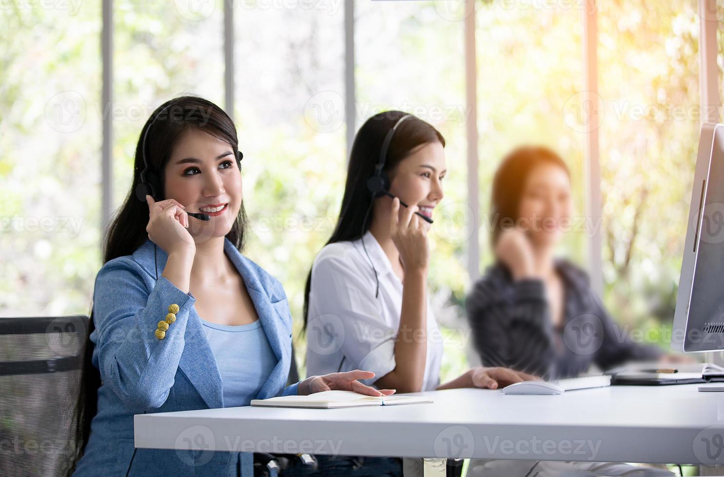 Service Team Concept. Operator or Contact Center Sale in Office, Information People Call Center, Quality Professional Team Sales Support Office. Environment Workplace Representative Company. photo