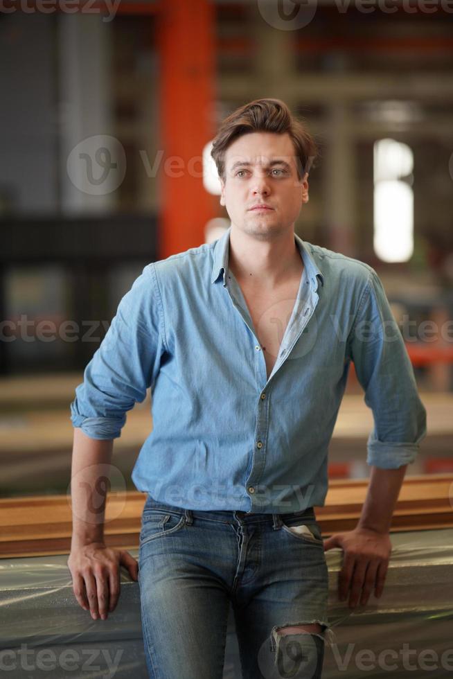 Elegant young caucasian handsome man on casual style fashion portrait. photo