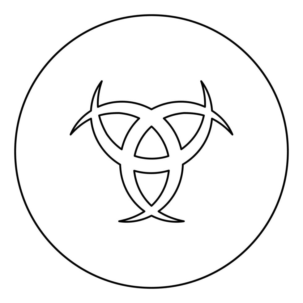 Horn Odin Triple horn of Odin icon in circle round outline black color vector illustration flat style image