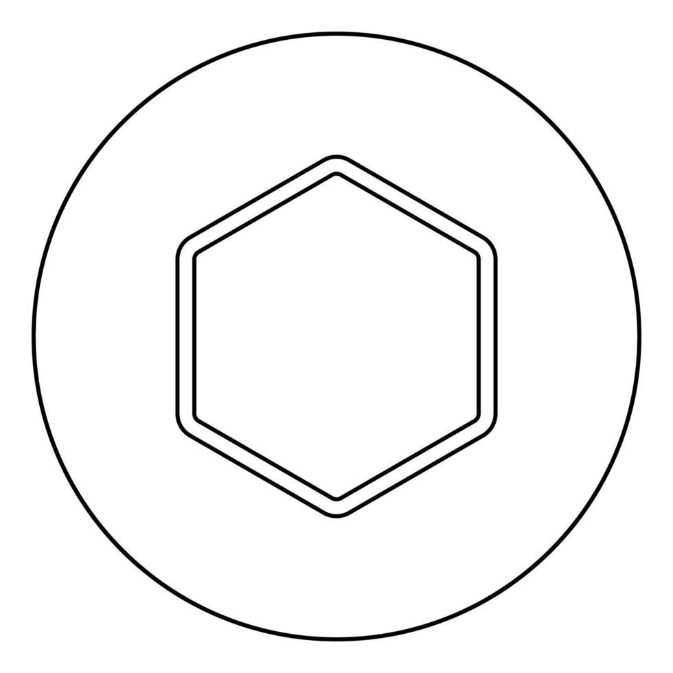 icono de elemento de forma hexagonal en círculo contorno redondo color negro ilustración vectorial imagen de estilo plano vector