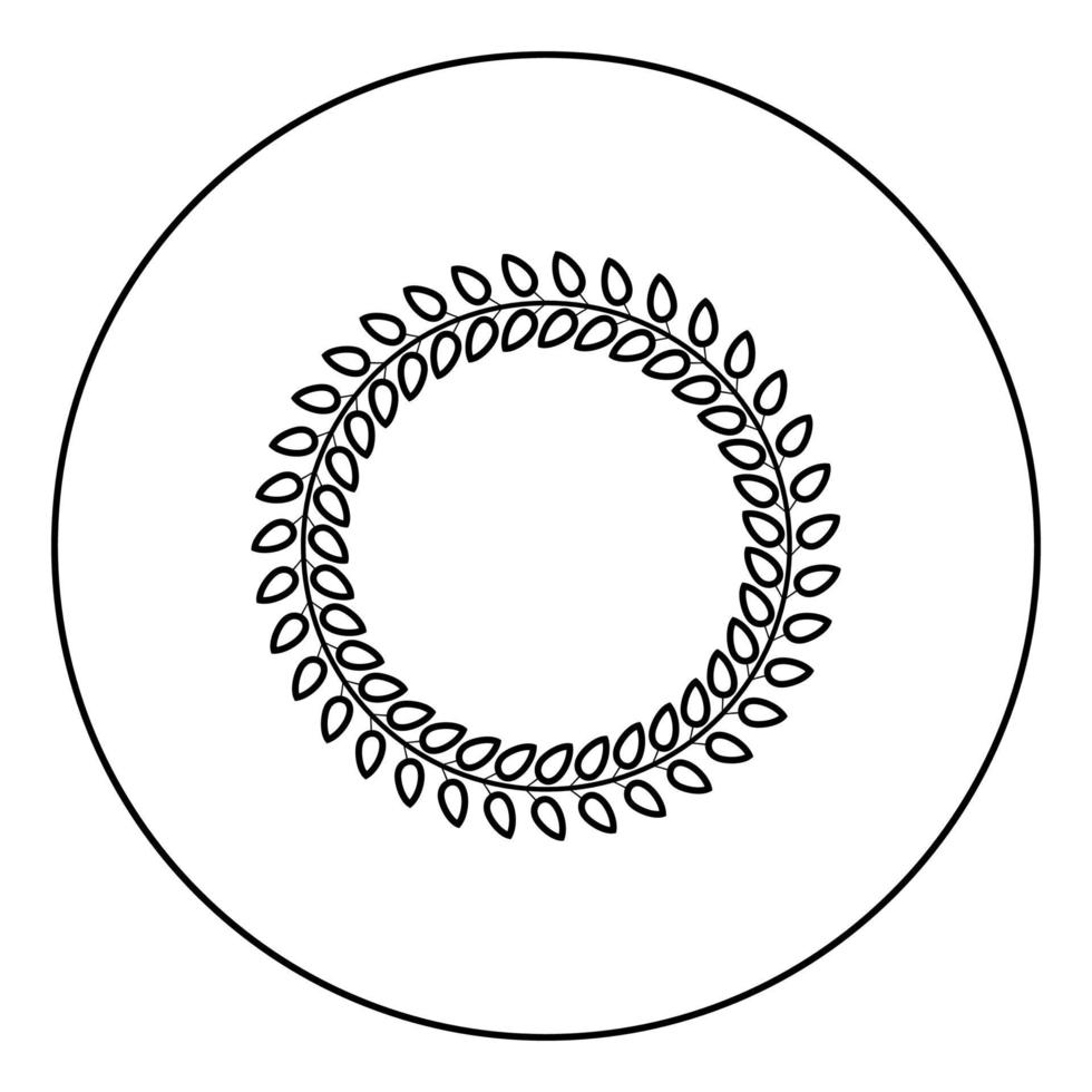 Floral circle Wreath of leaves Round floral frames Floral border icon in circle round outline black color vector illustration flat style image