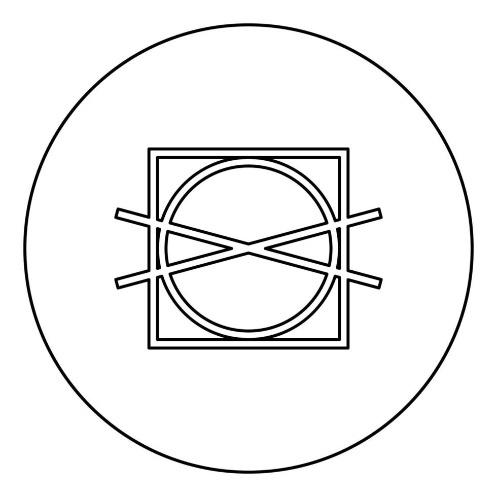 prohibido secar y centrifugar símbolos de cuidado de la ropa concepto de lavado icono de signo de lavandería en círculo contorno redondo color negro ilustración vectorial imagen de estilo plano vector