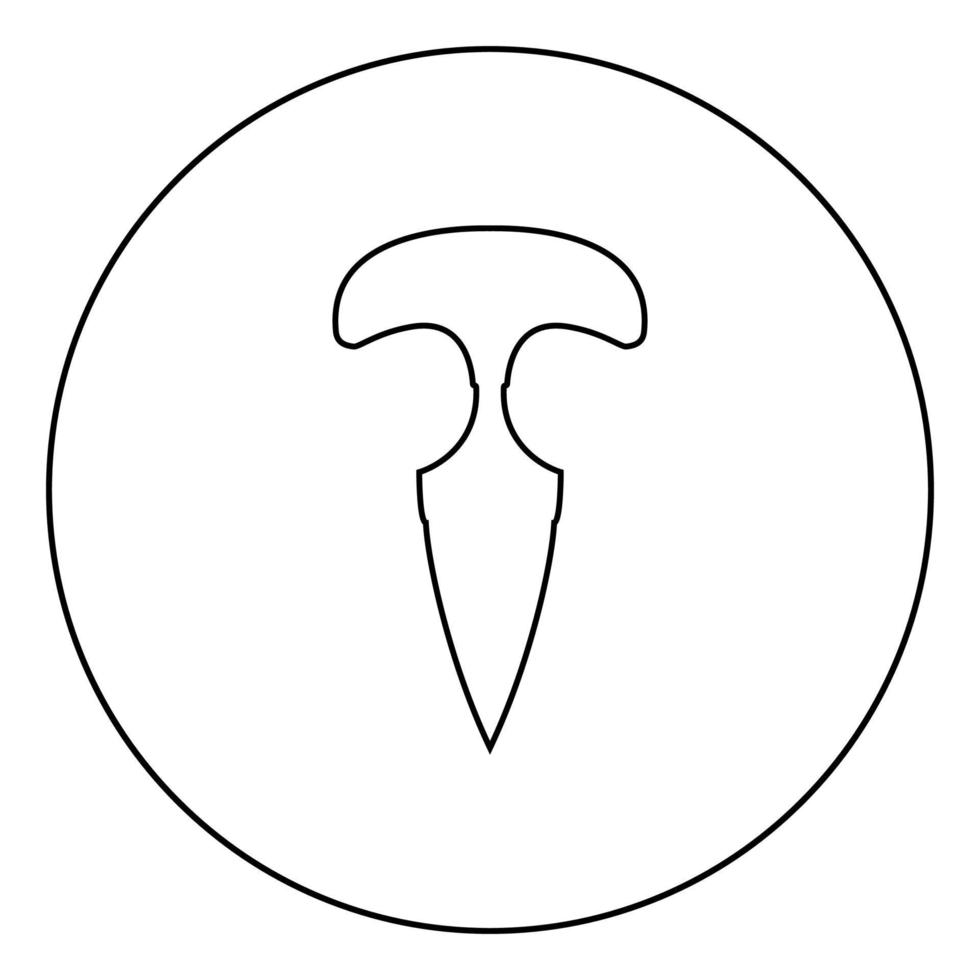 icono de cuchillo de nudillos en círculo contorno redondo color negro vector ilustración imagen de estilo plano