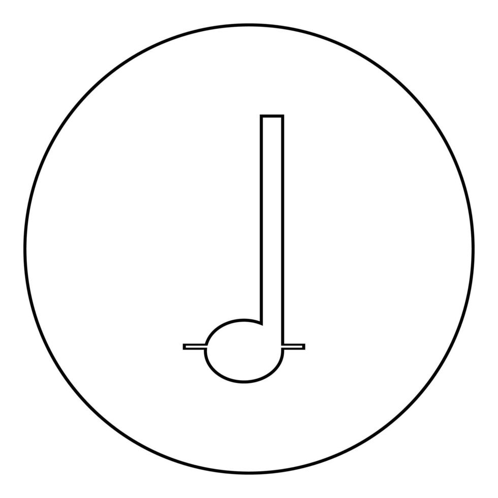 icono de nota al cuarto en círculo contorno redondo color negro ilustración vectorial imagen de estilo plano vector
