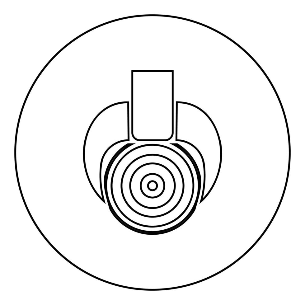 Logging Raising cut tree trunk with grab Forestry industry Industrial crane for lumber trunk Wood production icon in circle round outline black color vector illustration flat style image