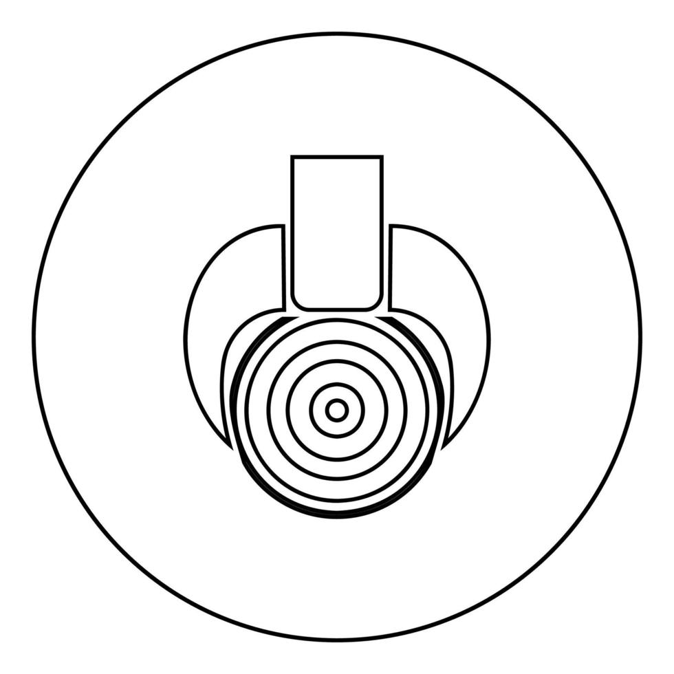 tronco de árbol de corte de elevación de registro con grúa industrial de la industria forestal de agarre para el icono de producción de madera de tronco de madera en círculo contorno redondo ilustración de vector de color negro imagen de estilo plano