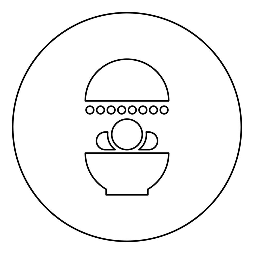 Solarium Human treatment exposure therapy Body CT scanning CAT Scan Radiotherapy icon in circle round outline black color vector illustration flat style image