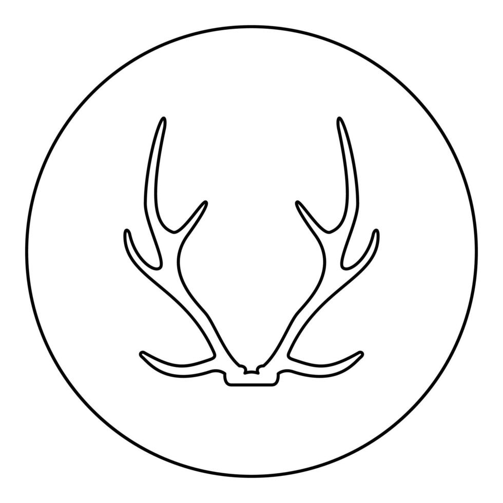 Antler Horn Concept trophy silhouette in circle round black color vector illustration contour outline style image