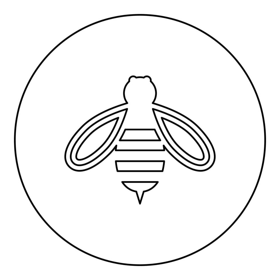 Bee honey icon in circle round black color vector illustration image outline contour line thin style