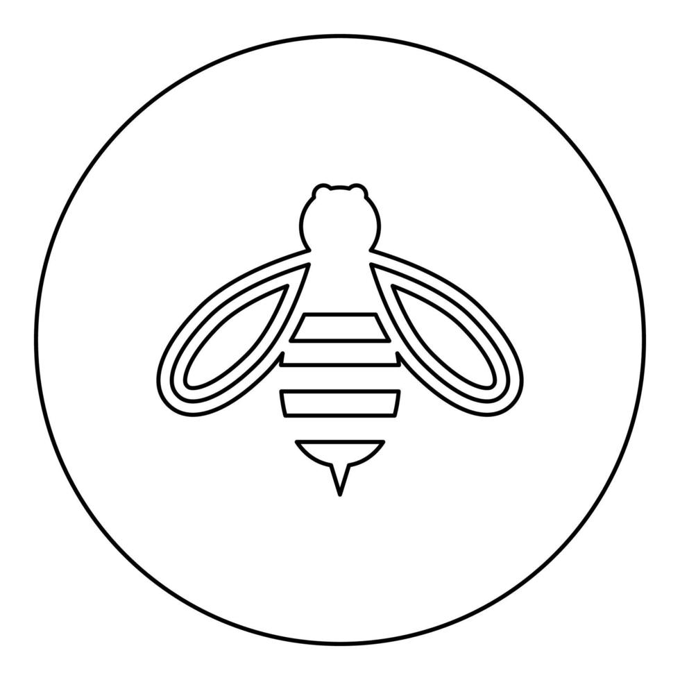 Bee honey icon in circle round black color vector illustration image outline contour line thin style