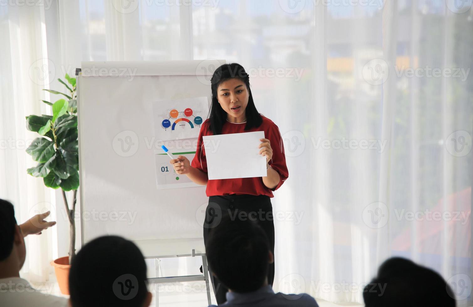 Group of business people collaborating in office or Multiethnic business people in meeting. photo