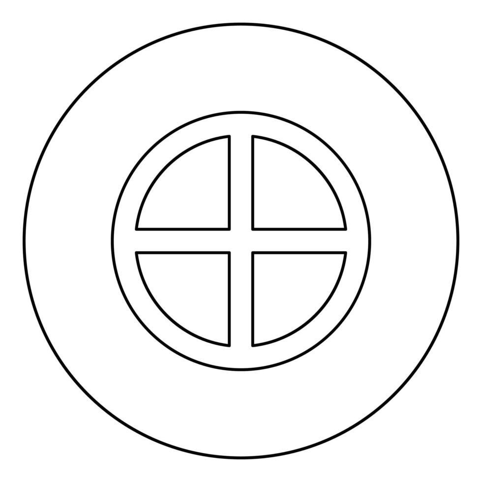 Cross round circle on bread concept parts body Christ Infinity sign in religious icon in circle round outline black color vector illustration flat style image
