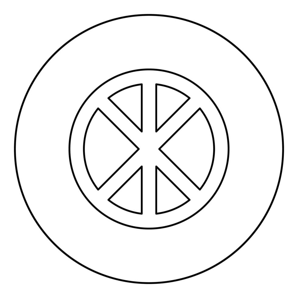 Cross round circle on bread concept parts body Christ Infinity sign in religious icon in circle round outline black color vector illustration flat style image