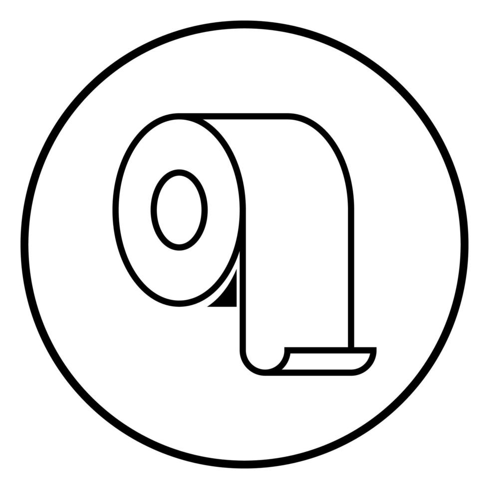 rollo de papel higiénico rouleau papel de cocina icono de rollo de papel en círculo contorno redondo color negro ilustración vectorial imagen de estilo plano vector