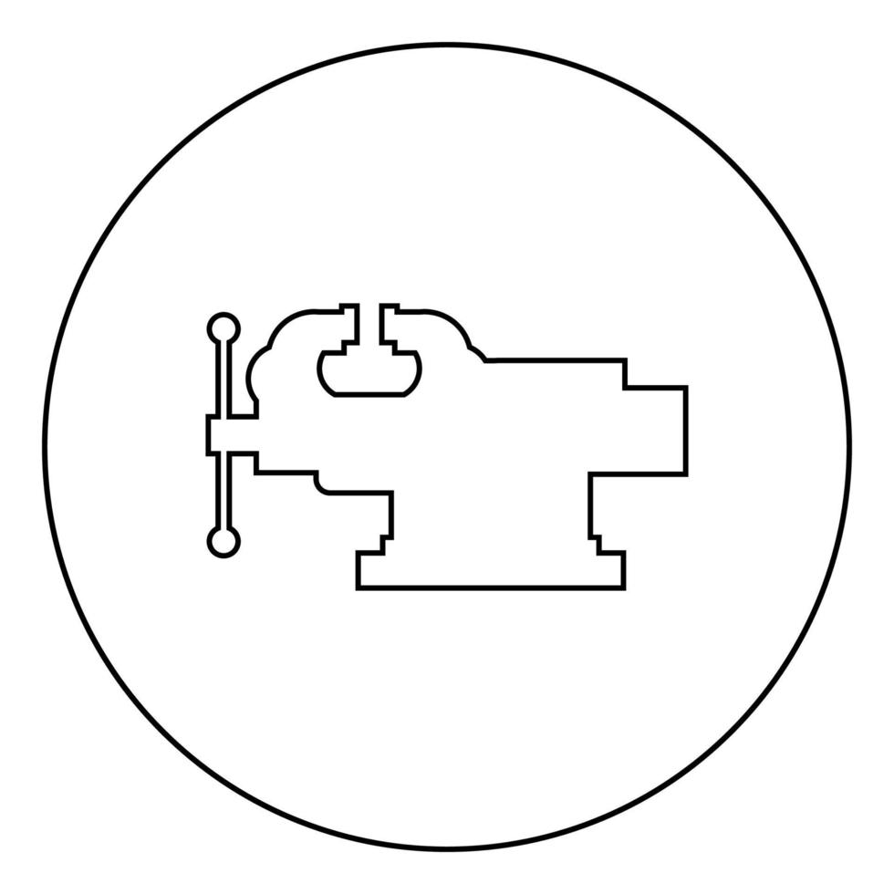 vice mandíbula tornillo reparación abrazadera herramienta icono en círculo contorno redondo color negro vector ilustración estilo plano imagen