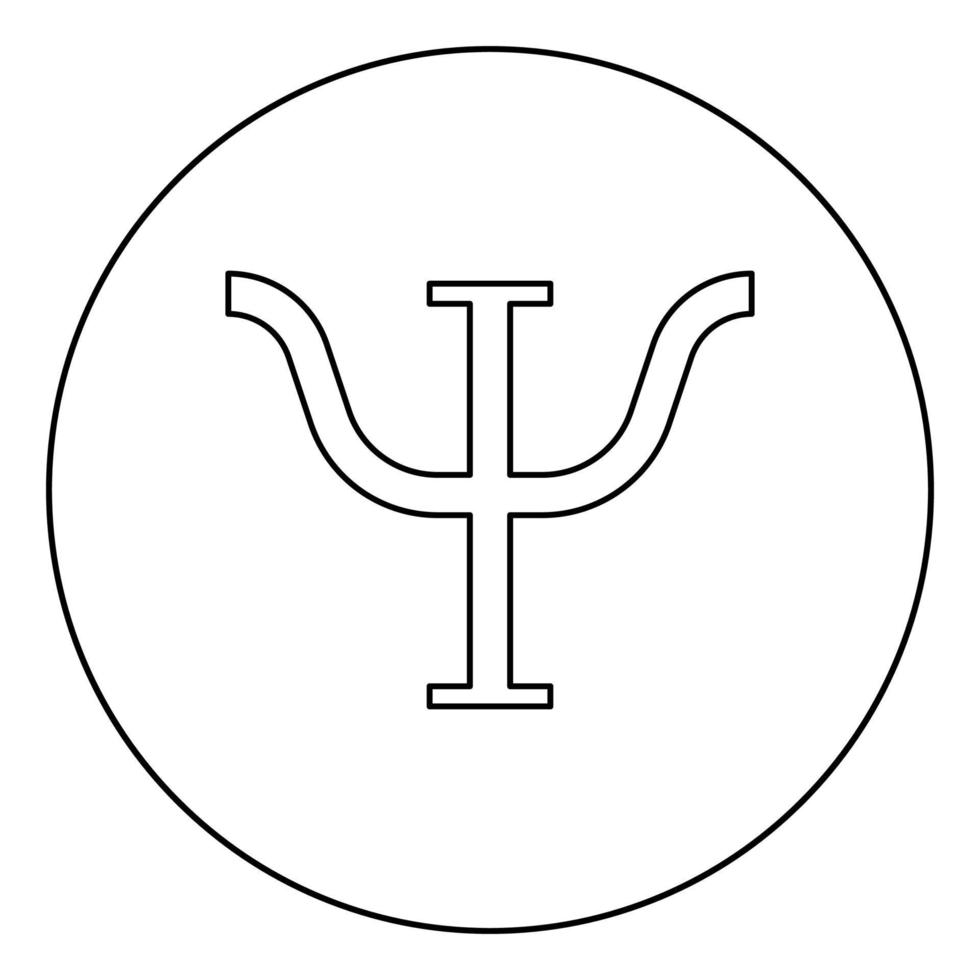 Psi greek symbol capital letter uppercase font icon in circle round outline black color vector illustration flat style image